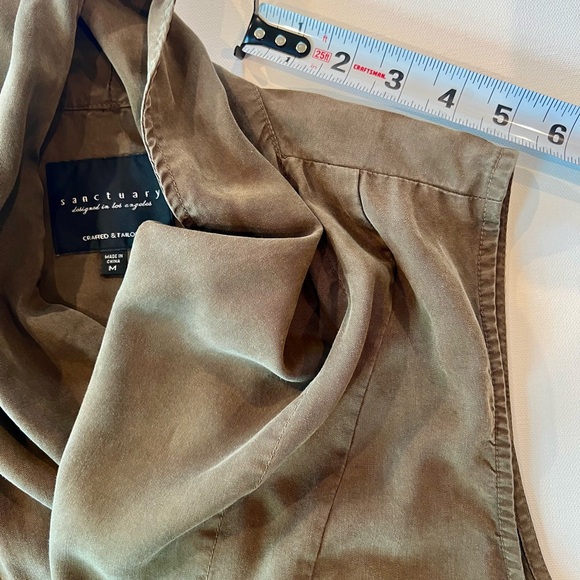 Anthropology Boho Utility Vest Army Olive Green Cinched Waist Flowy Neck - Picture 10 of 12